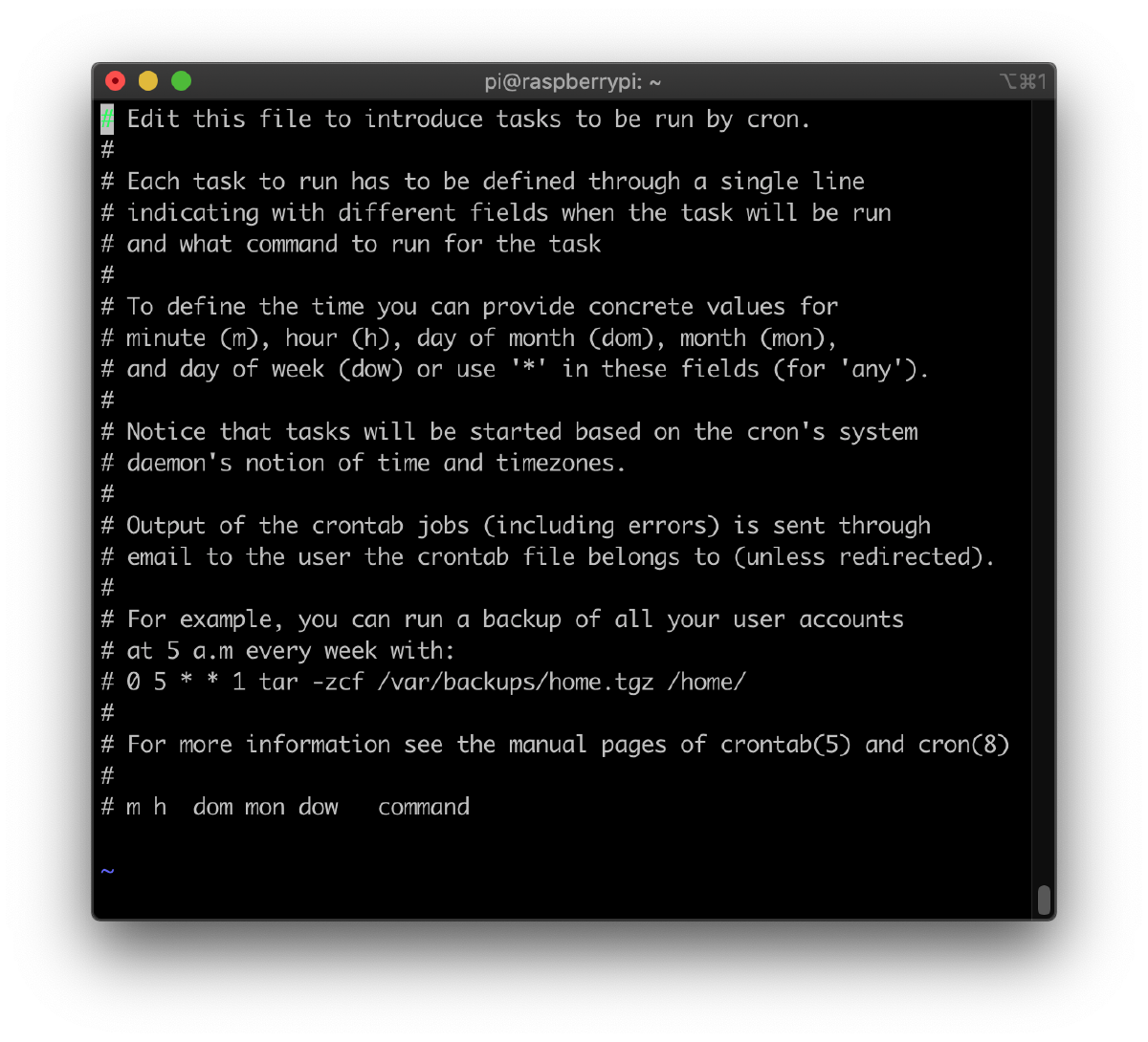 Empty crontab file