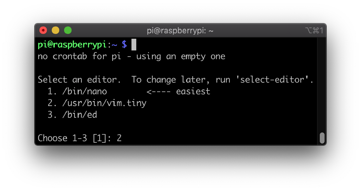 Crontab first launch screenshot