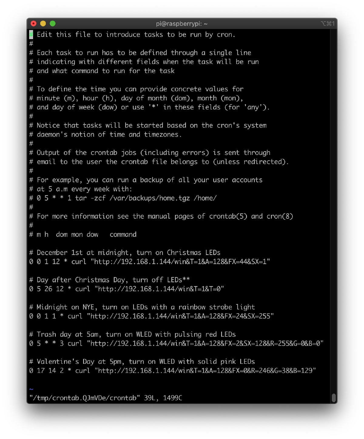 Crontab with cron jobs