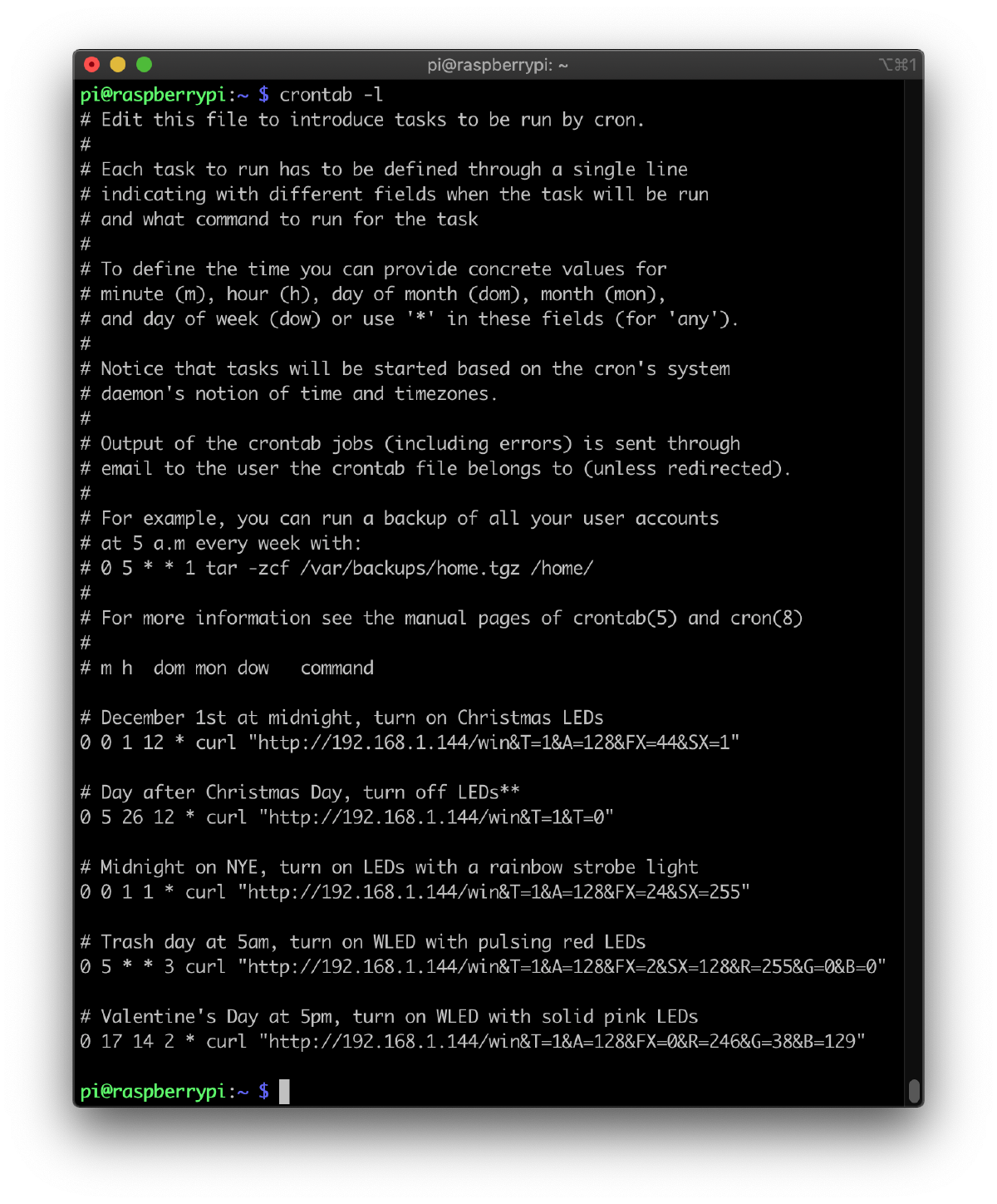 Crontab list