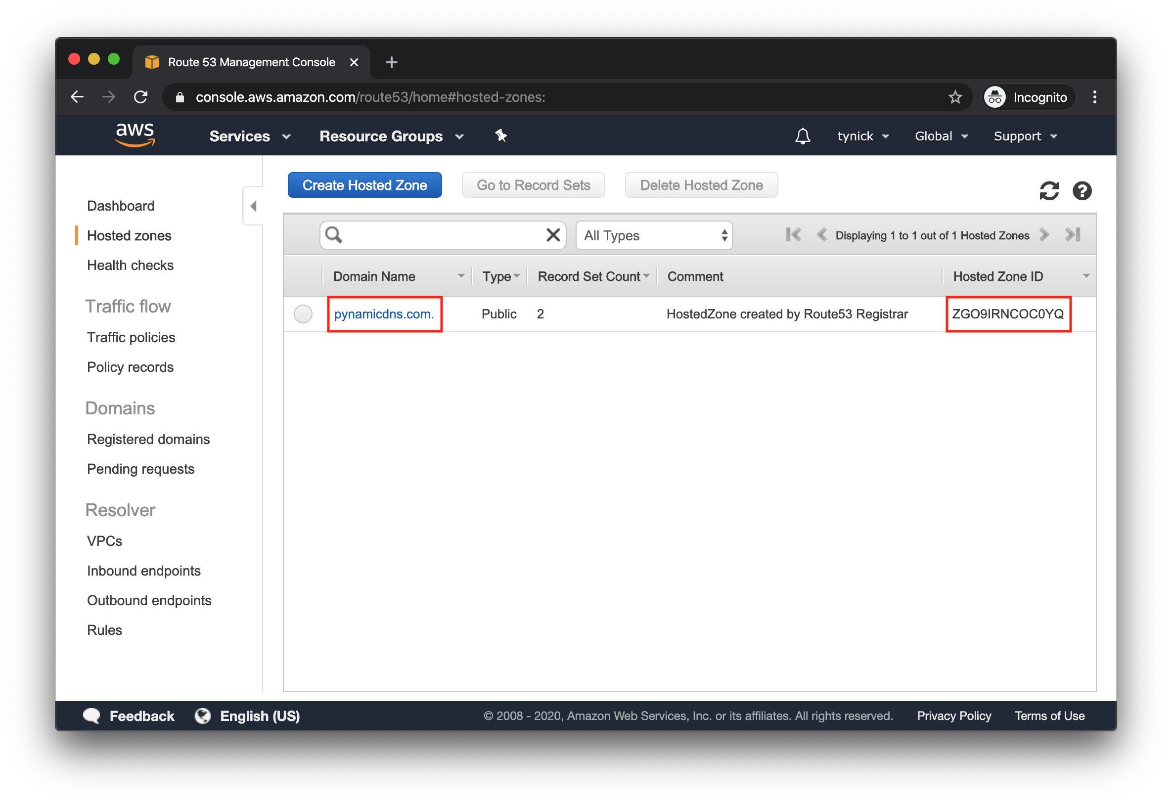 AWS Route53 Hosted Zones