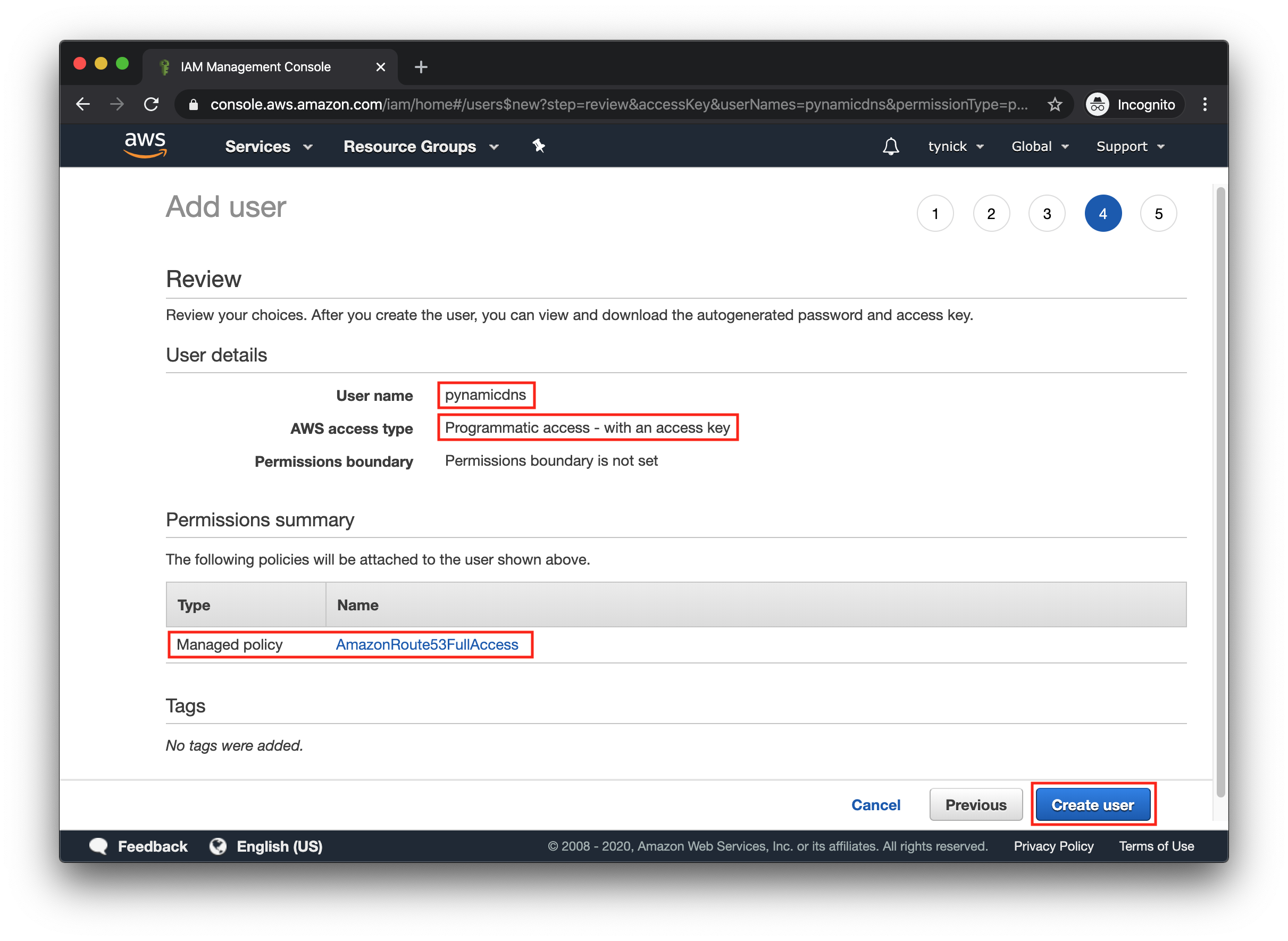 AWS IAM Add User Review