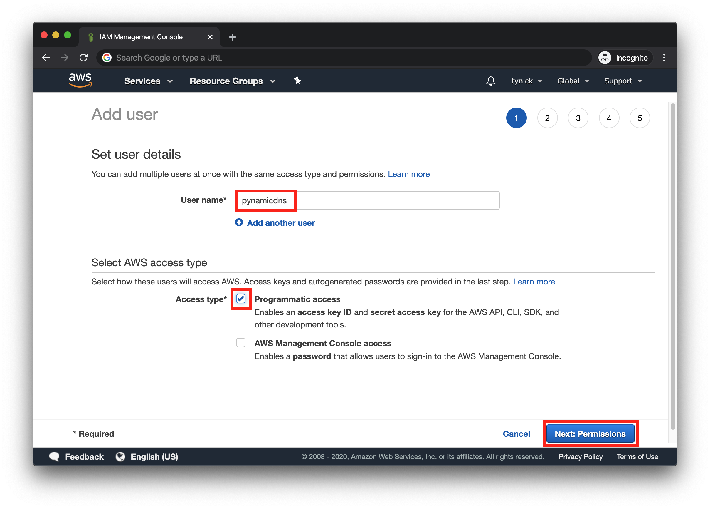 AWS IAM Add User