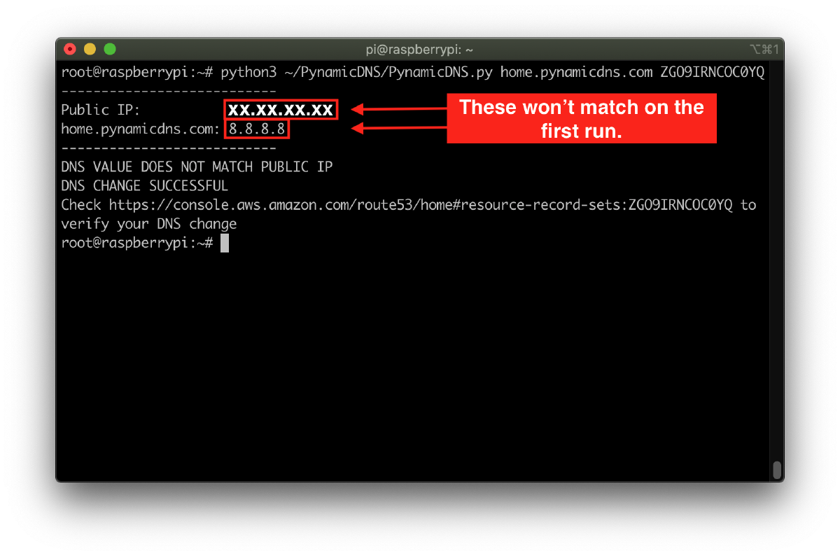 PynamicDNS First Run