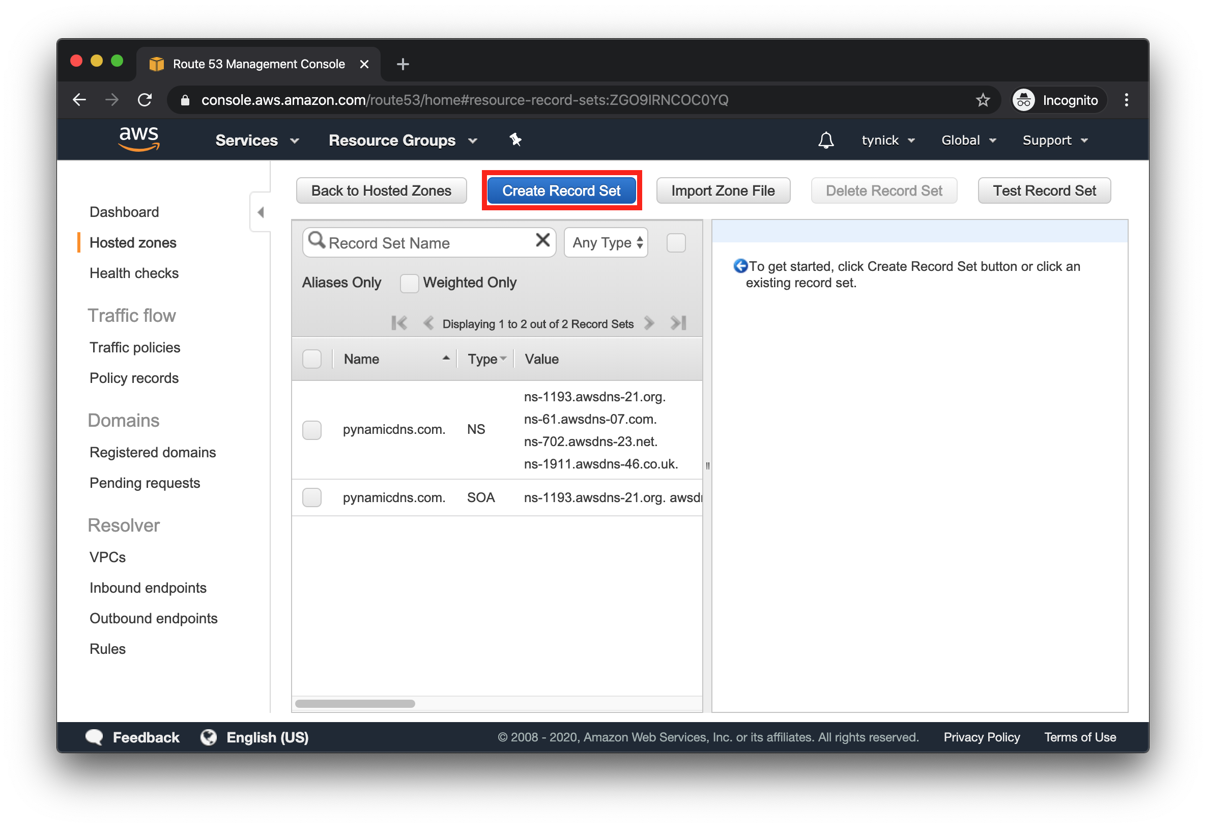 AWS Route53 Hosted Zone Records