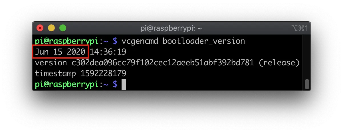 Raspberry Pi bootloader version output