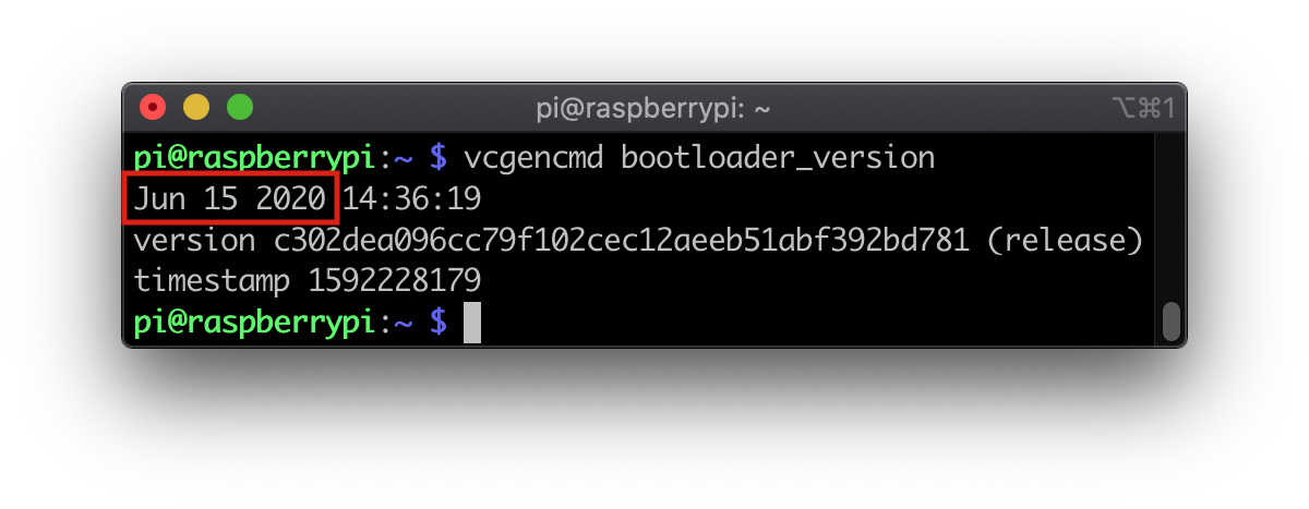 Raspberry Pi bootloader version output