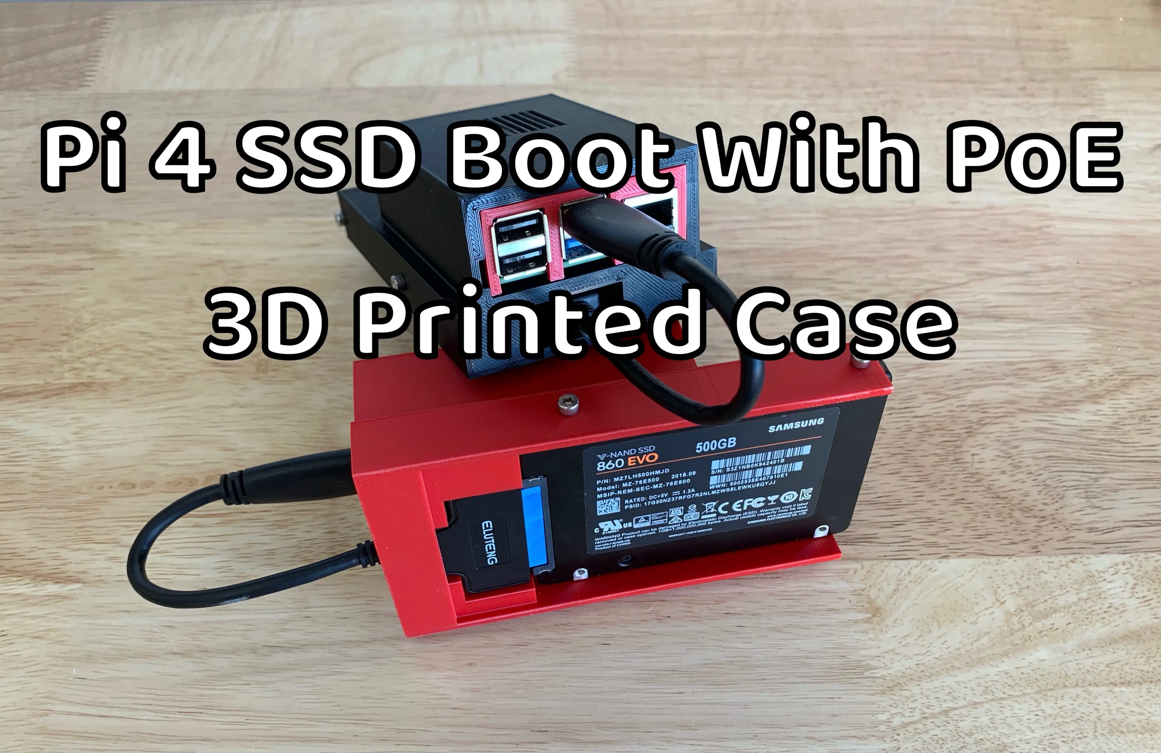 Raspberry Pi 4 PoE SSD Boot 3D Printed Case