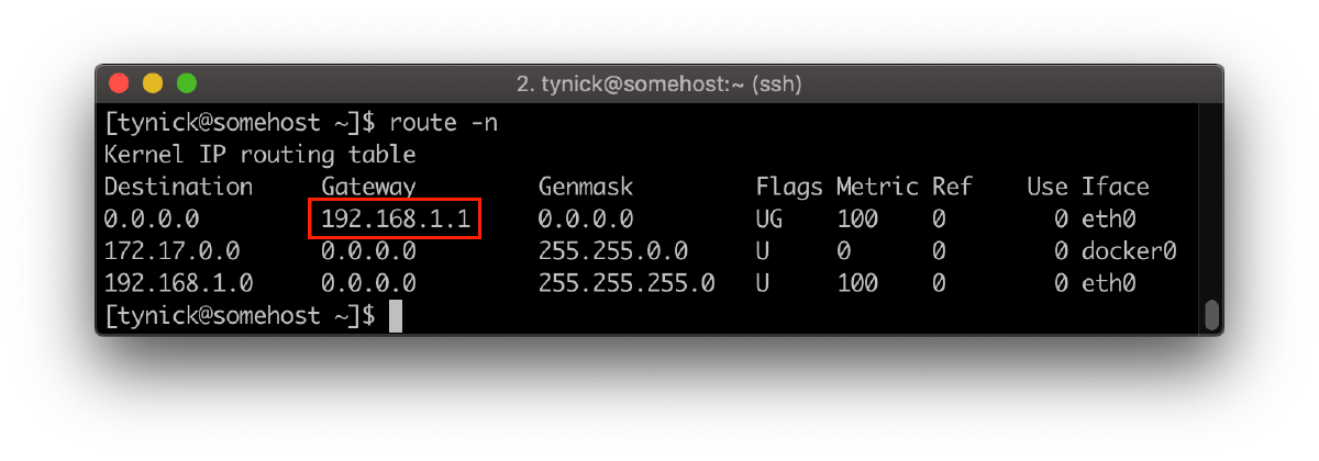 running the route -n command