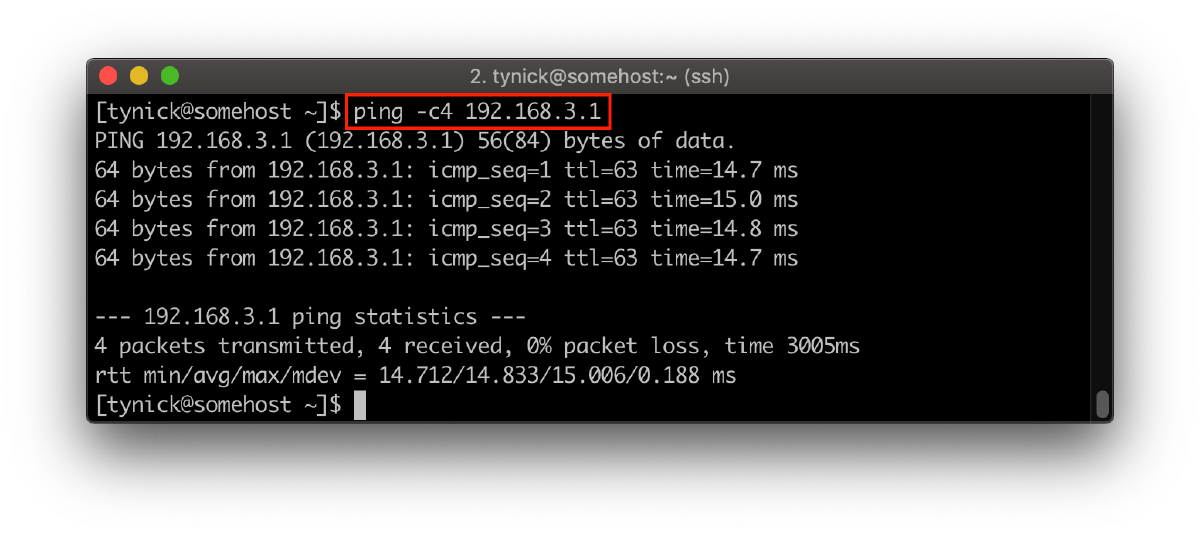 pinging the gateway of the other site
