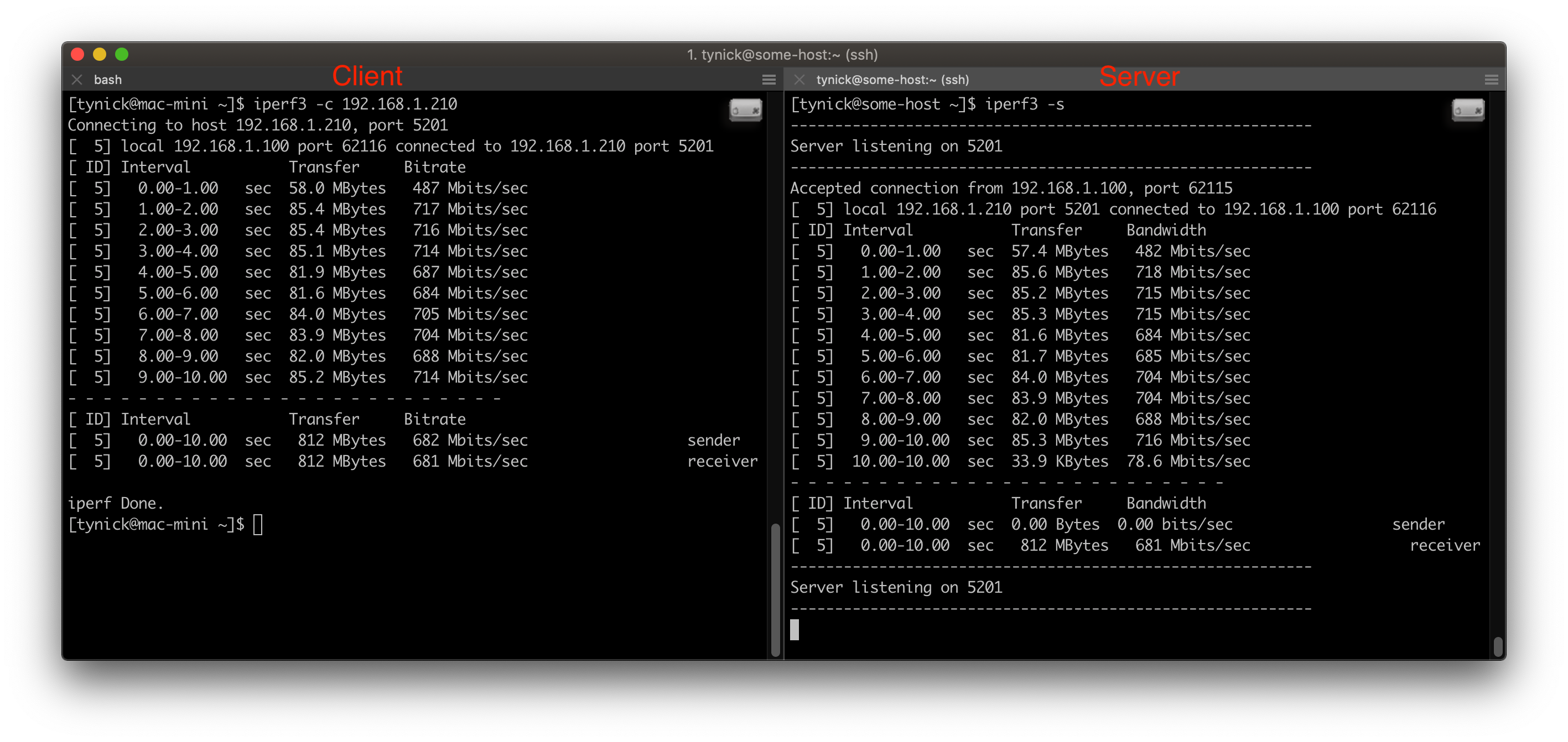 iperf tcp client/server