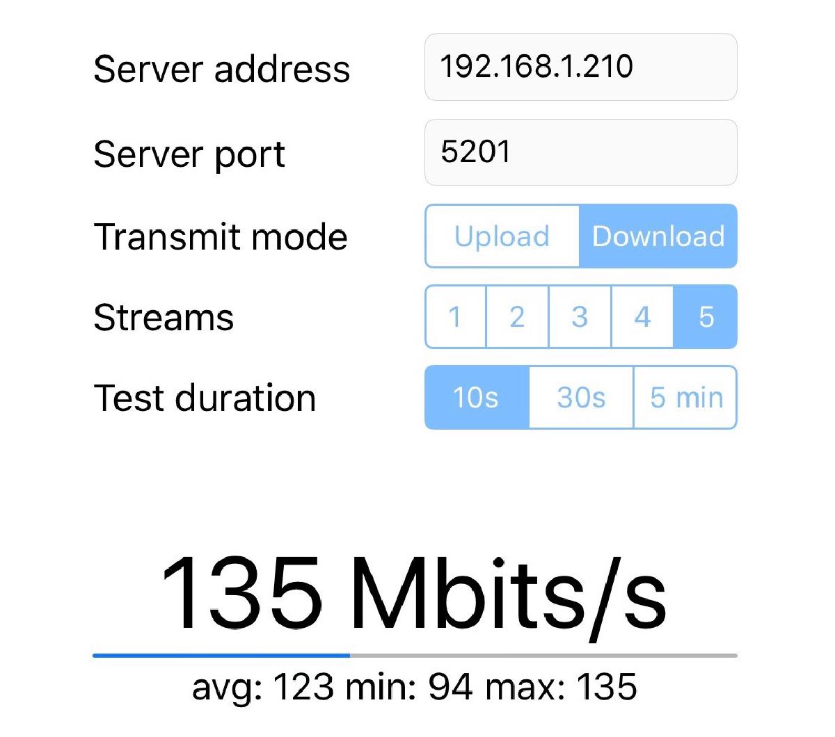 iperf iPhone client