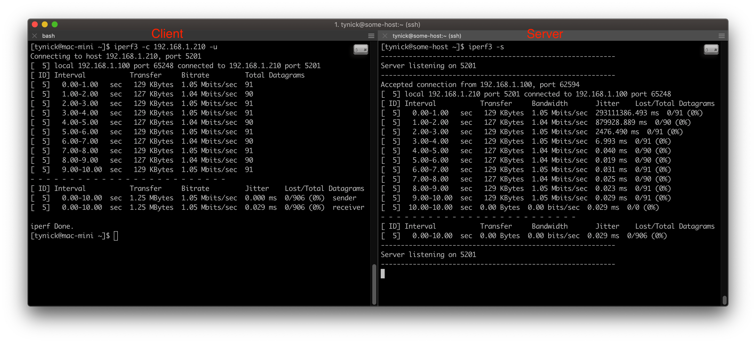 iperf tcp client/server