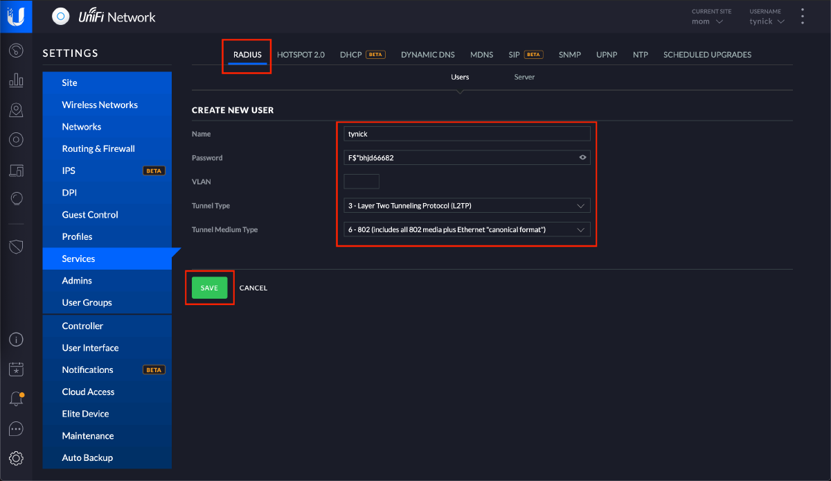 create new user screen