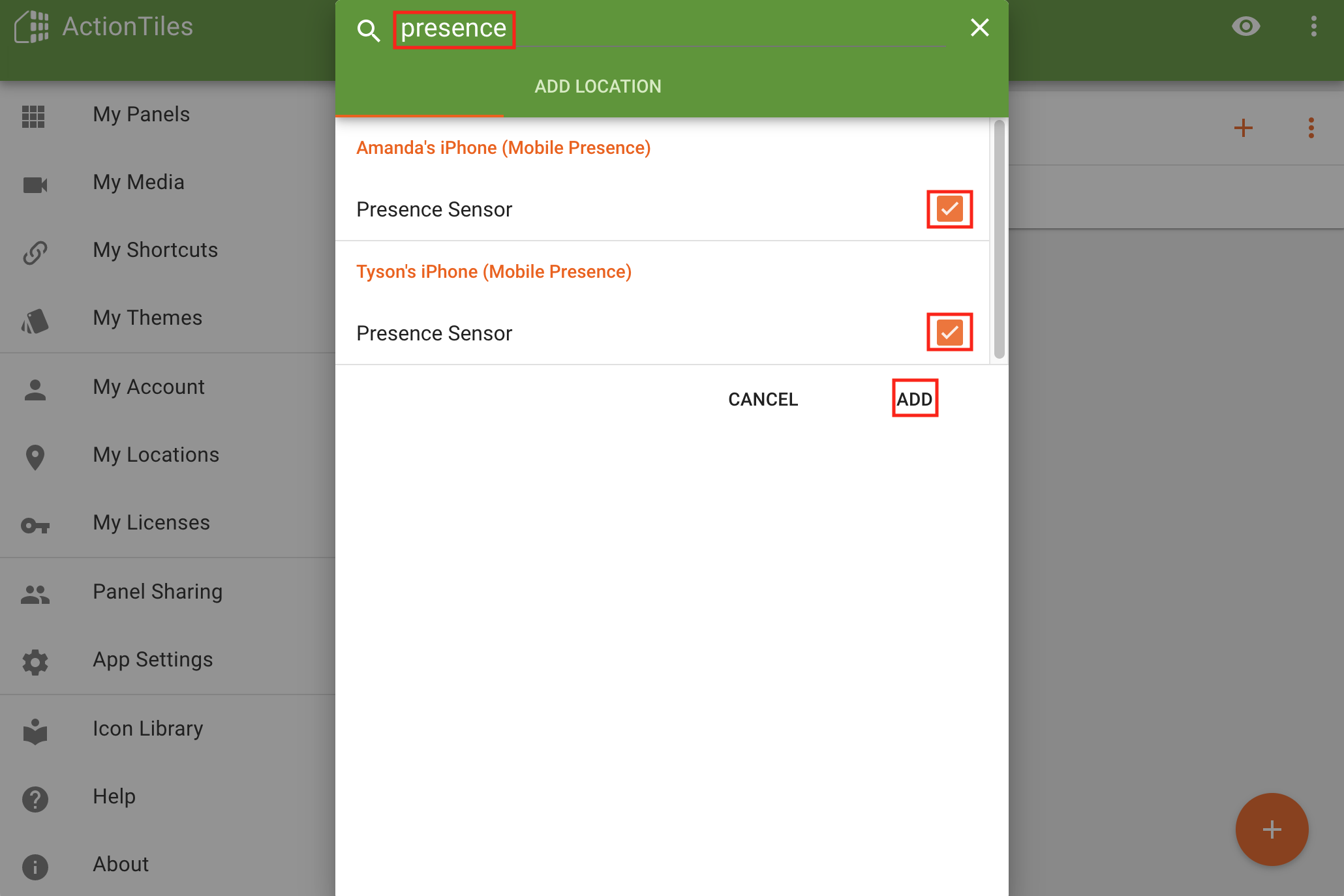 actiontiles add presence sensors