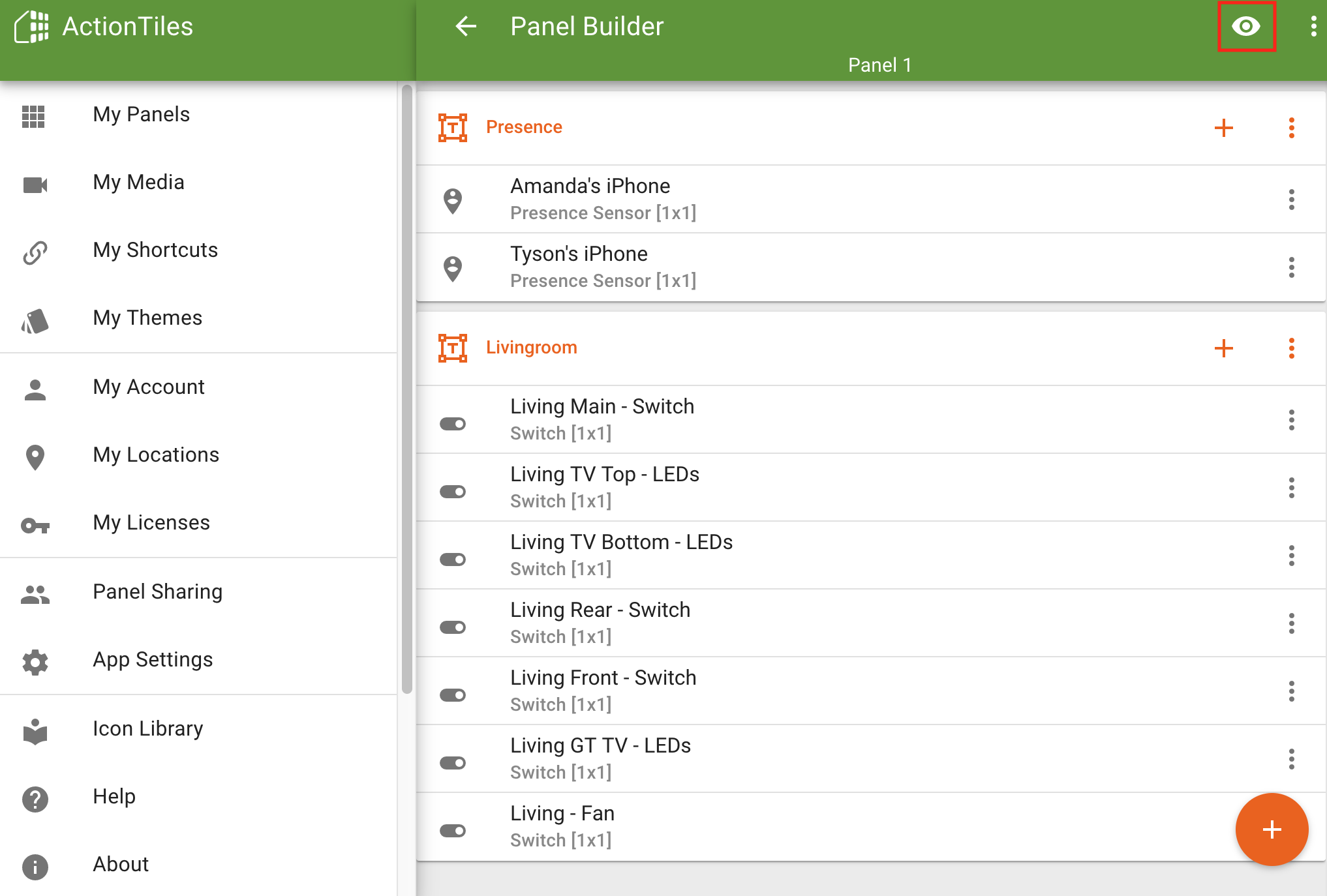 actiontiles tilesets in panel