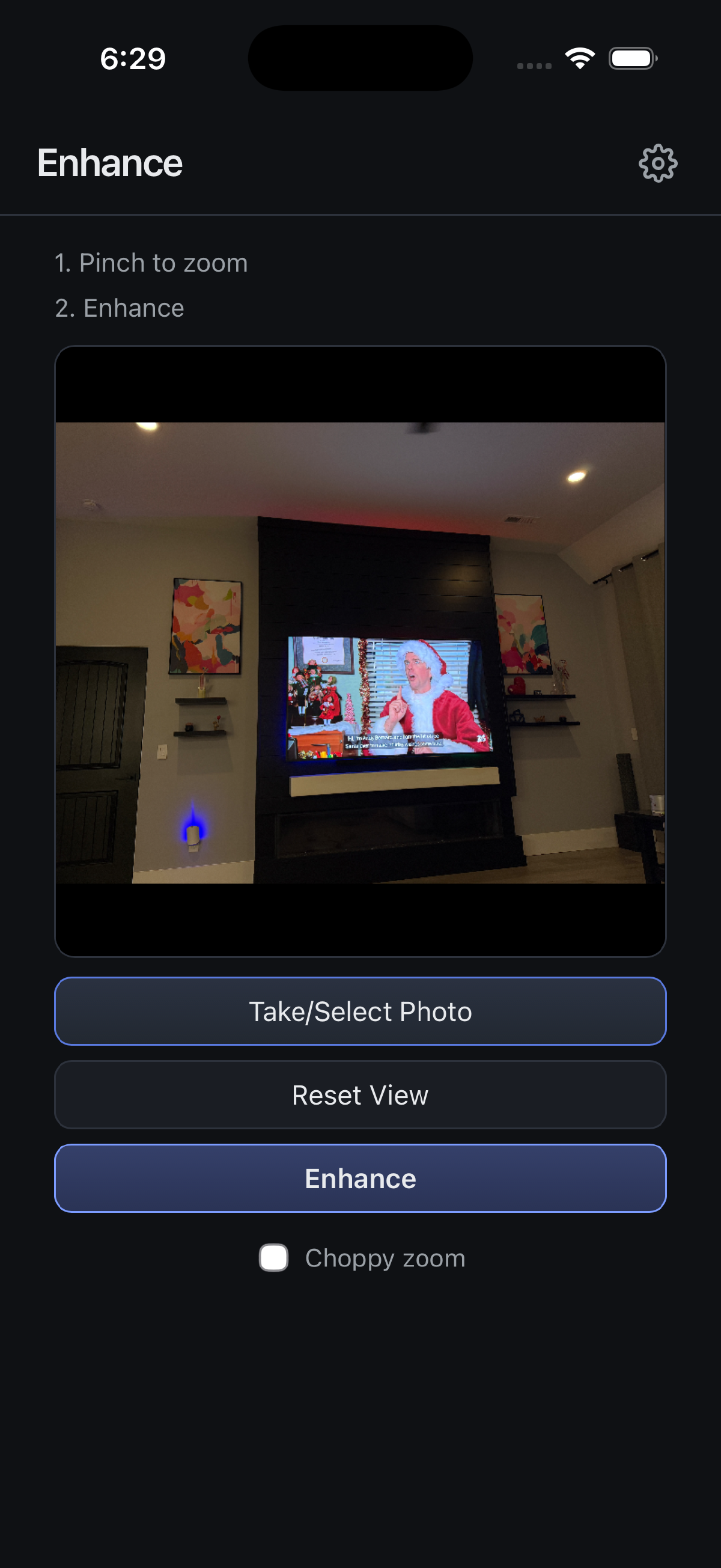 The Enhance app with a photo loaded