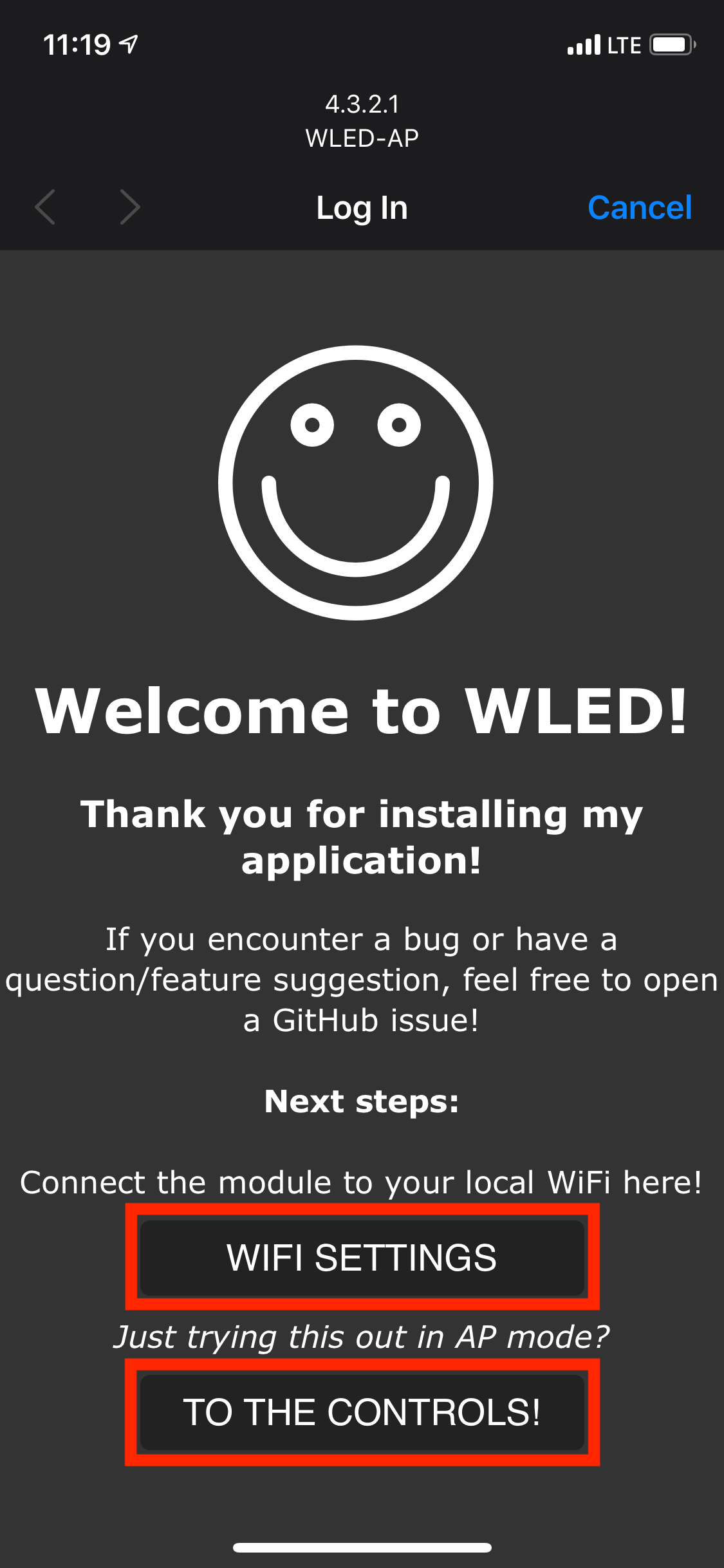 WLED captive portal