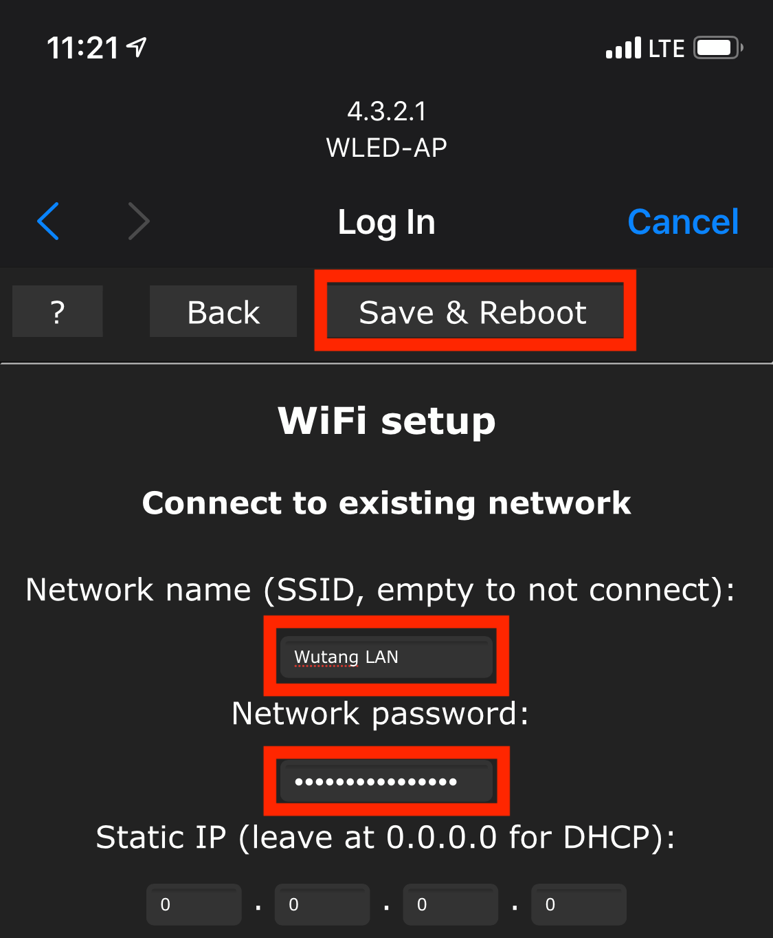 WLED configure wifi