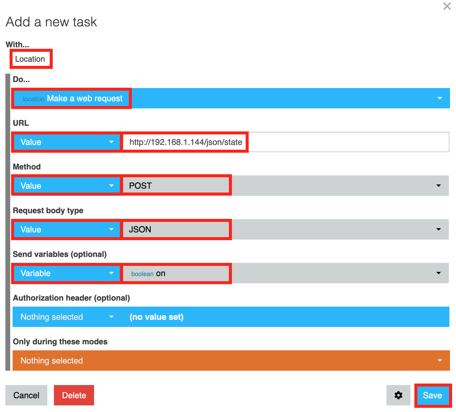 webcore add task