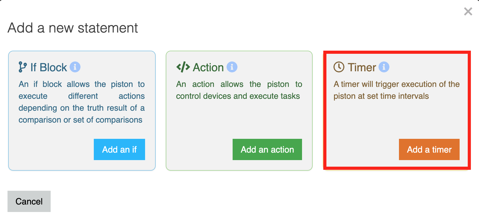 webcore add new statement timer