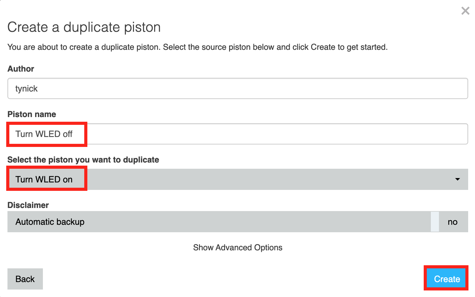 webcore duplicate piston