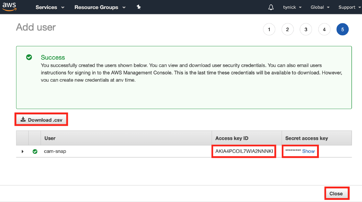 aws iam new user keys
