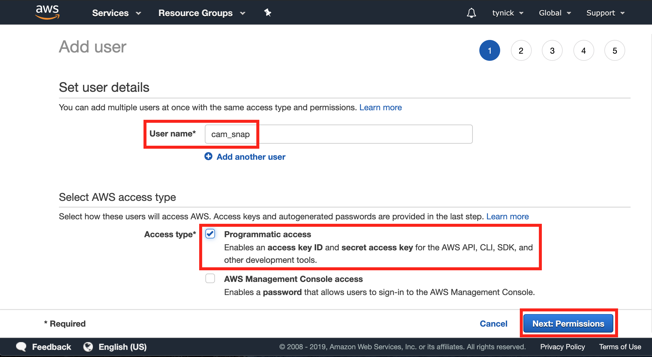 aws iam user add