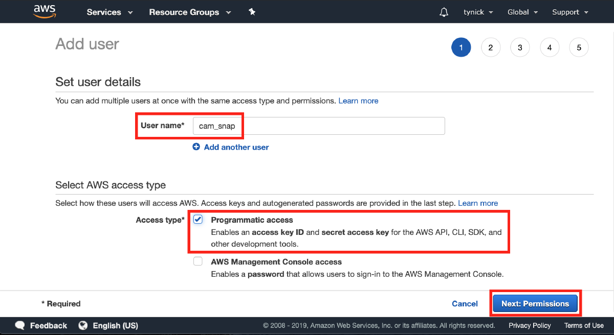 aws iam user add