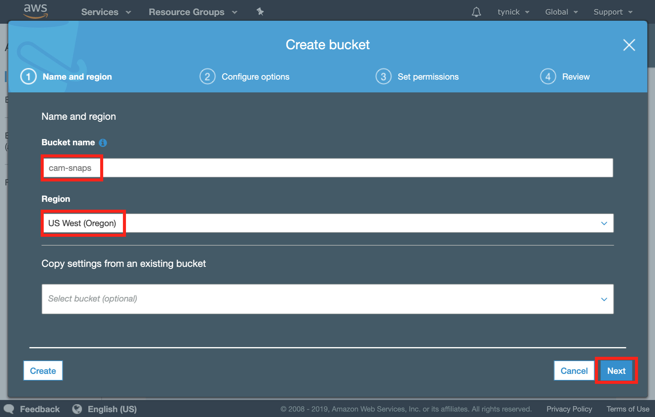 aws s3 create bucket