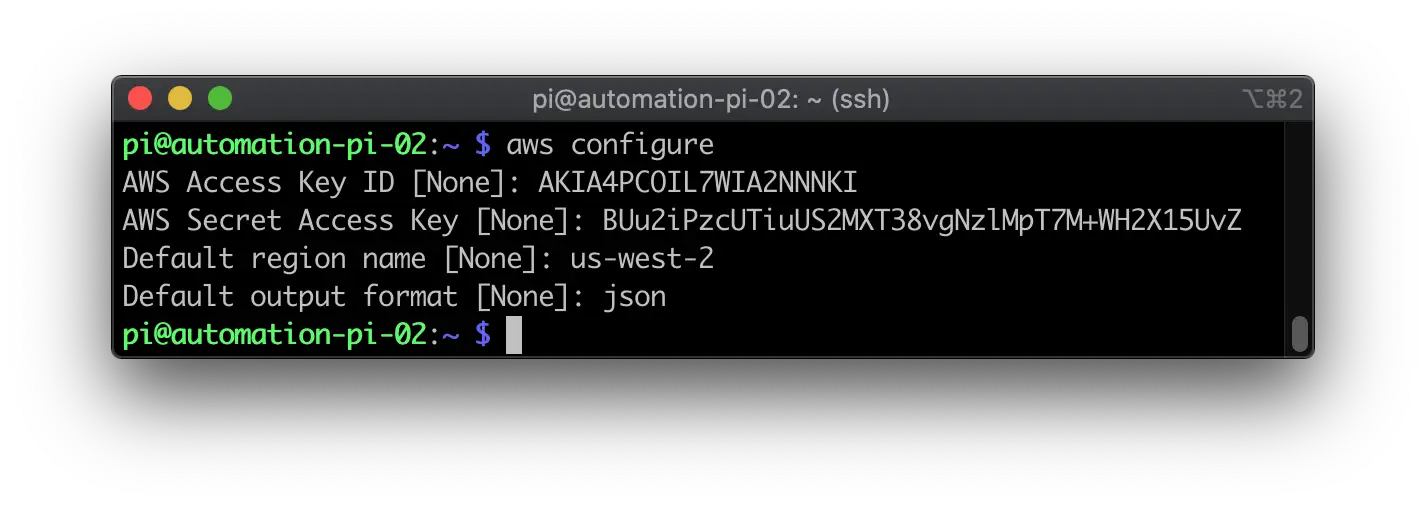 raspberry pi aws cli configure