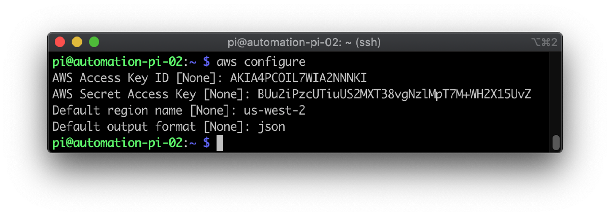 raspberry pi aws cli configure