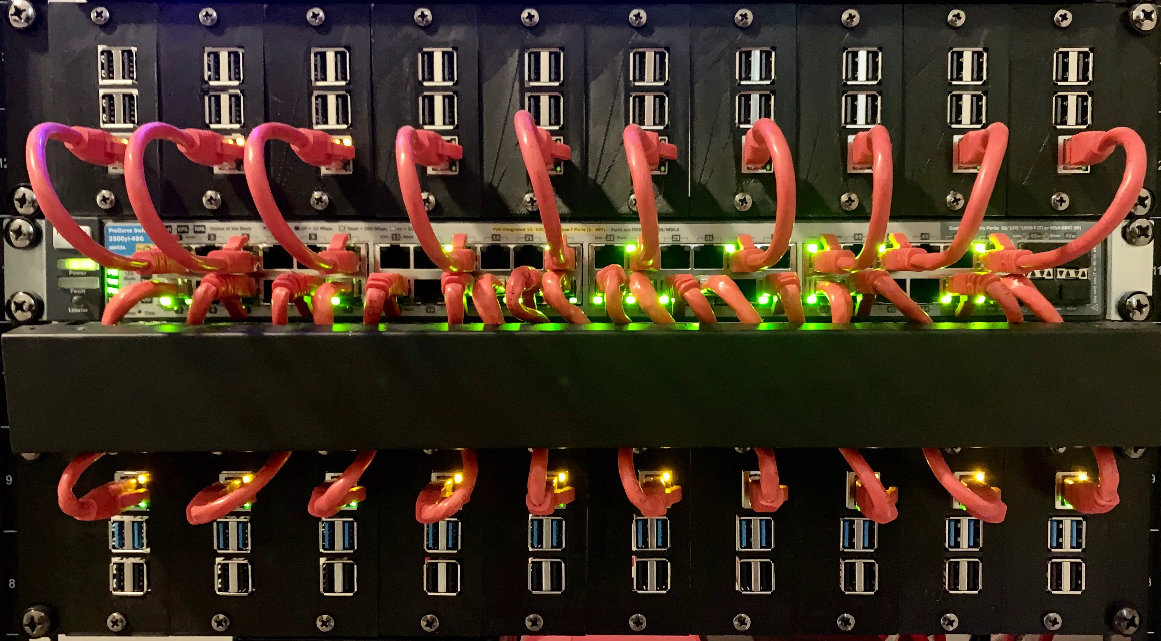 20 raspberry pis in server rack