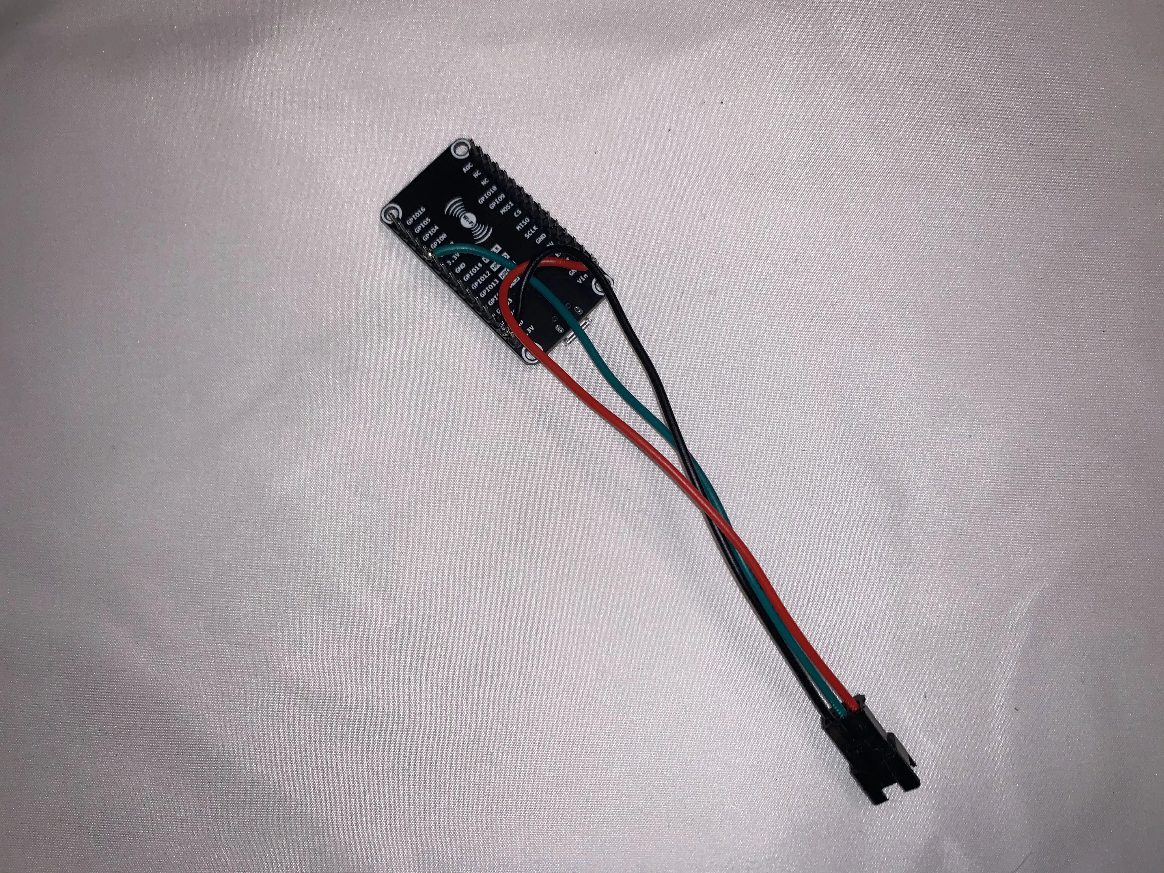 Wires soldered to ESP8266 pins