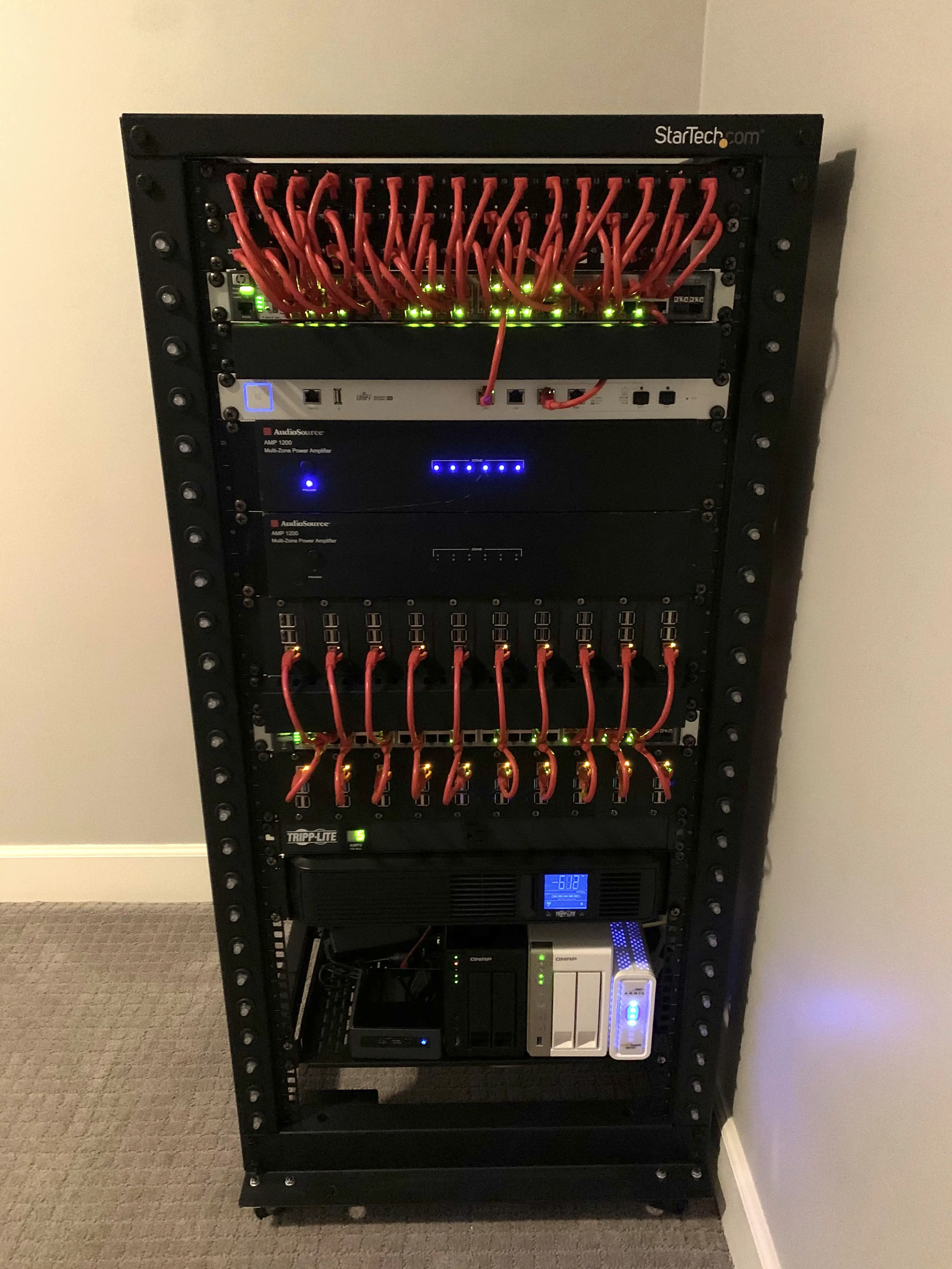 Server rack with LEDs off